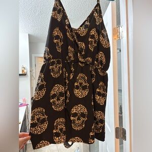 Elegant Black and cheetah print tank romper